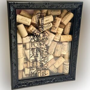 Decorative Wine Cork Collection Shadow Box for Wine Lovers, To Health & Wealth!